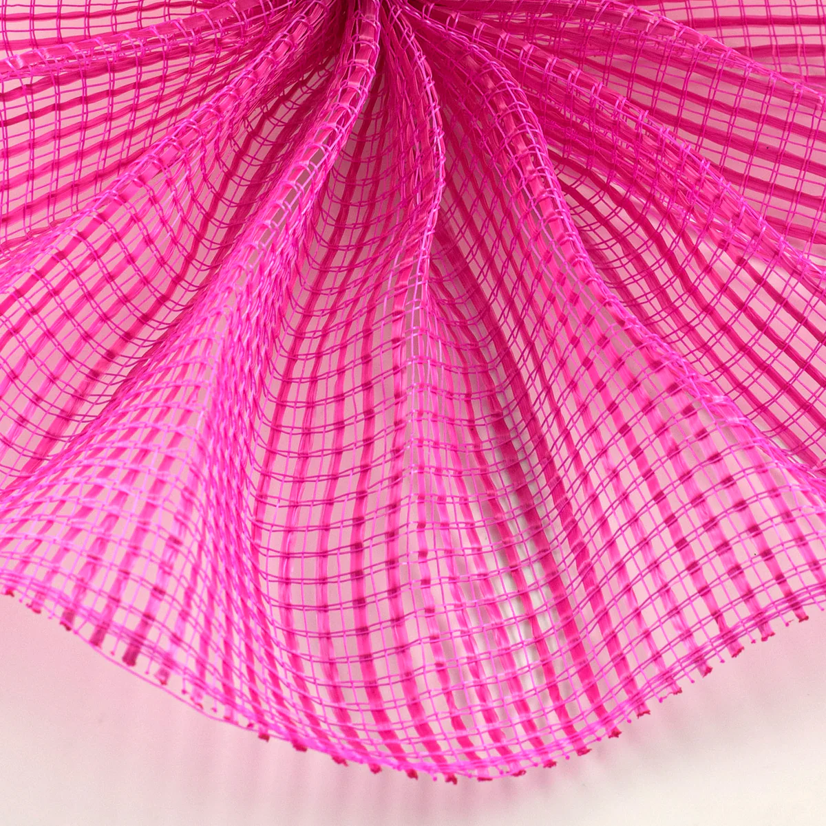 Hot pink horizontal wide stripe deco mesh close up of weave