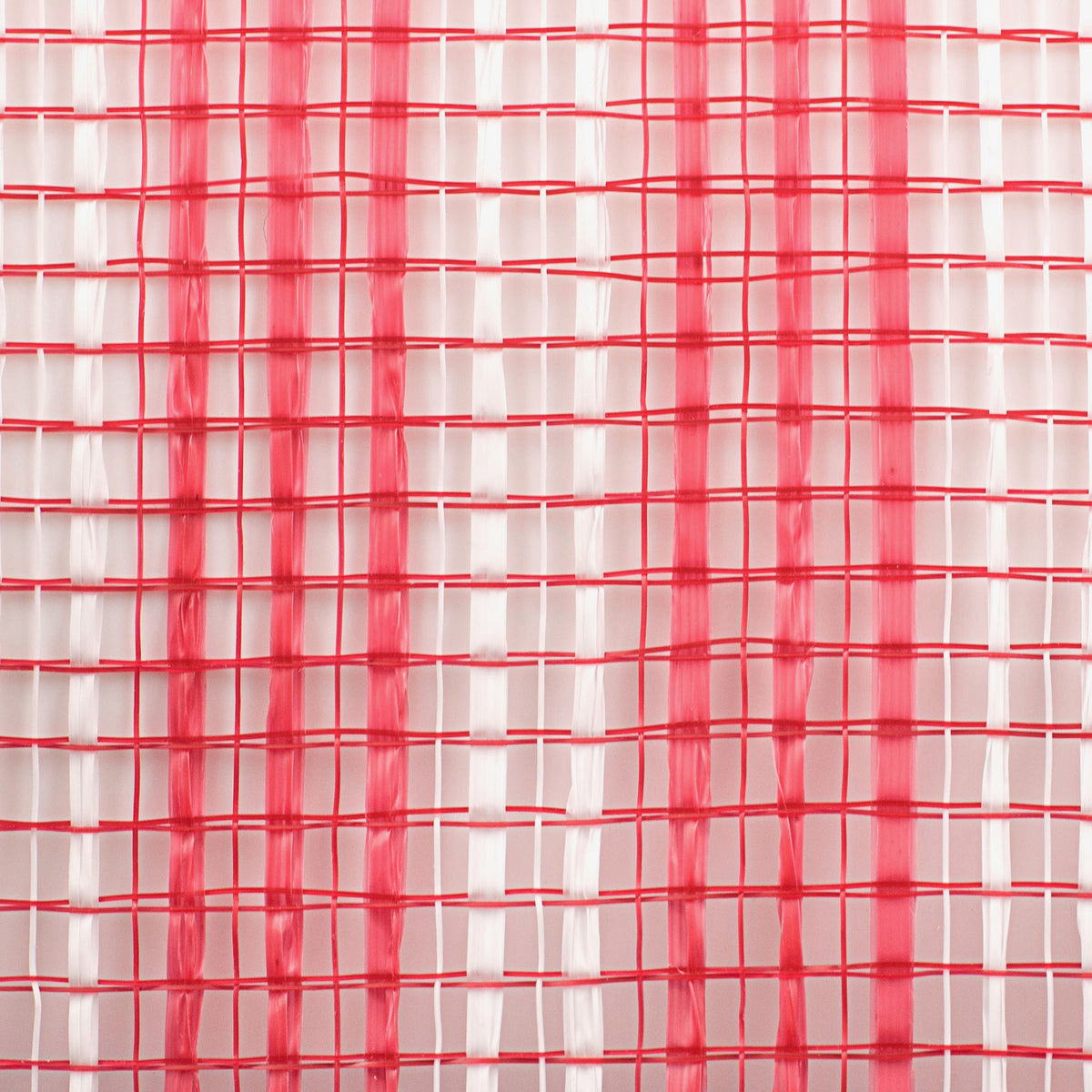 Close up of red and white horizontal wide stripe deco mesh weave carried by Monkey's Creations - MPN RE8902N5.