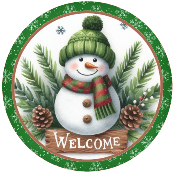 Snowman and pine cones on a white background