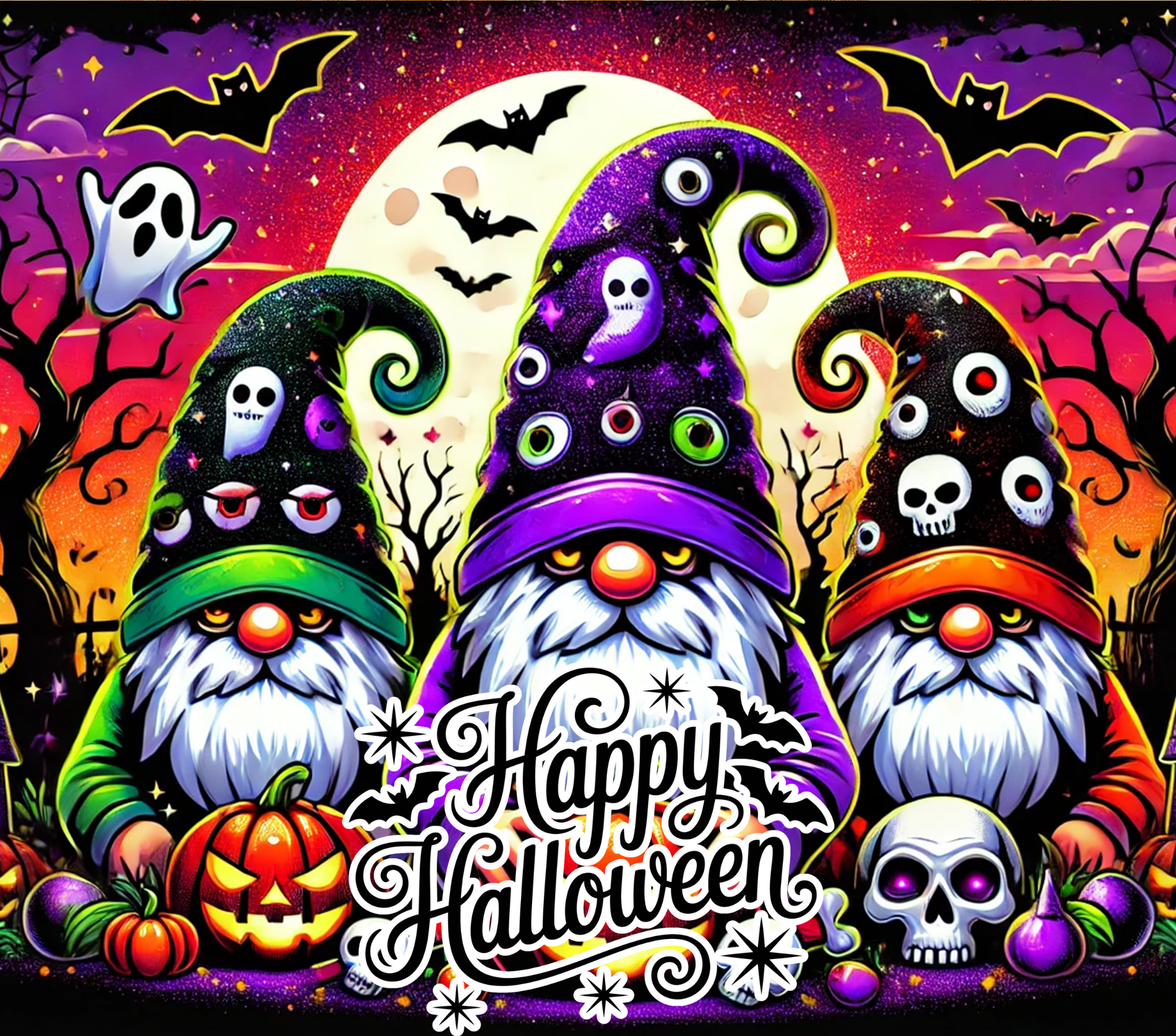xikers Halloweenペンミ 全員 サイン Happy Halloween Gnomes - Metal Wreath Sign - 8