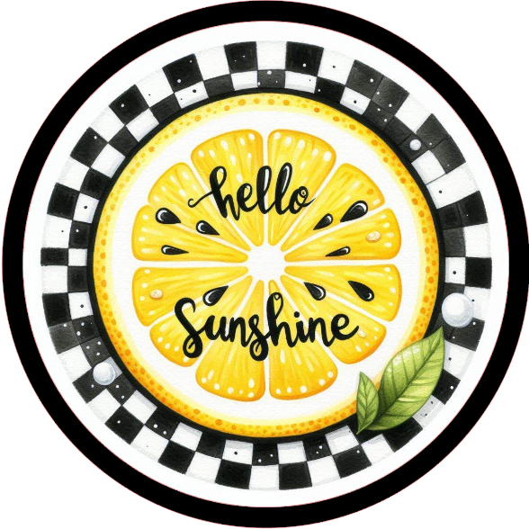 Lemon slice and 'hello sunshine' text
