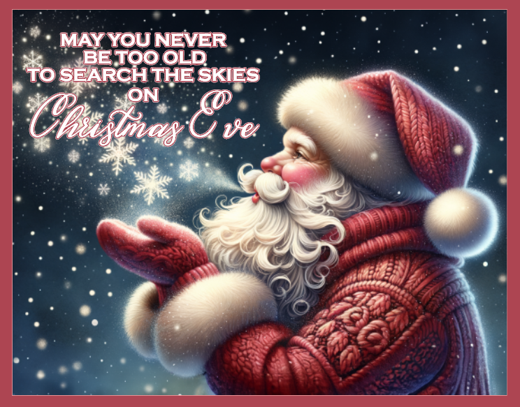 Illustration of Santa Claus with a Christmas Eve message