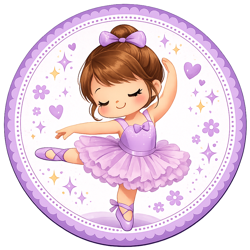 Round metal wreath sign featuring a purple themed little girl ballerina by Monkey's Creations.