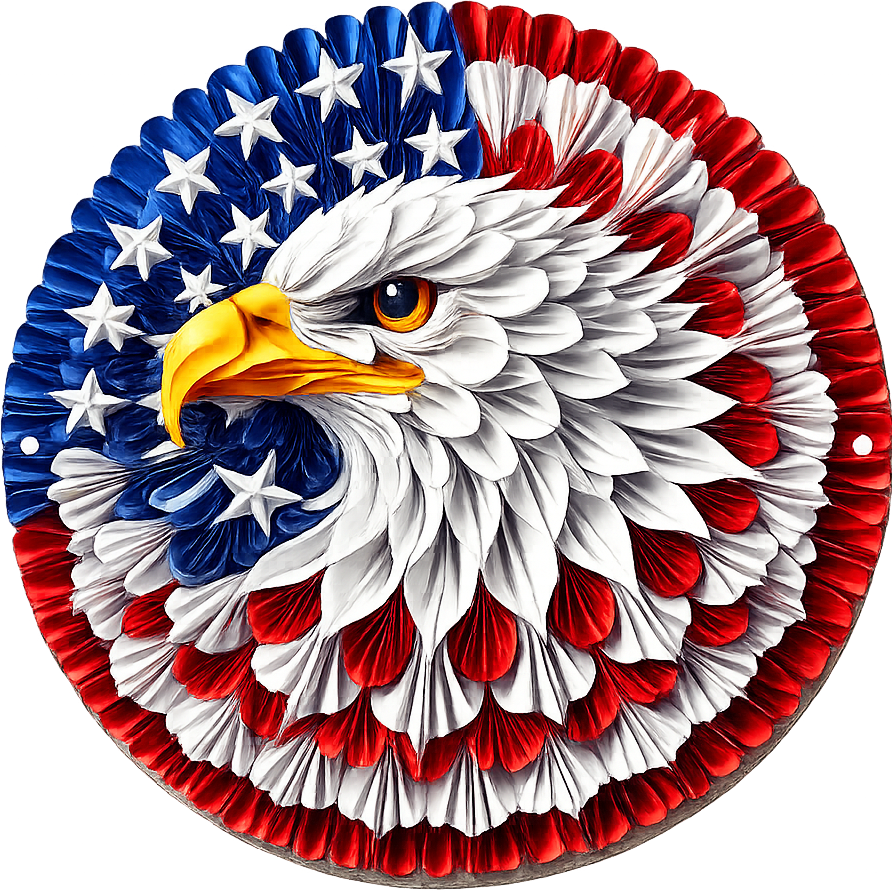 Decorative eagle with a colorful USA flag circular design