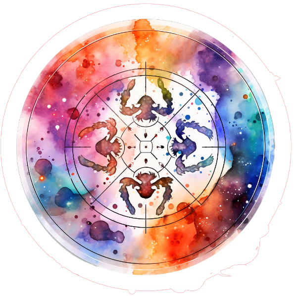 Colorful circular design with symbols