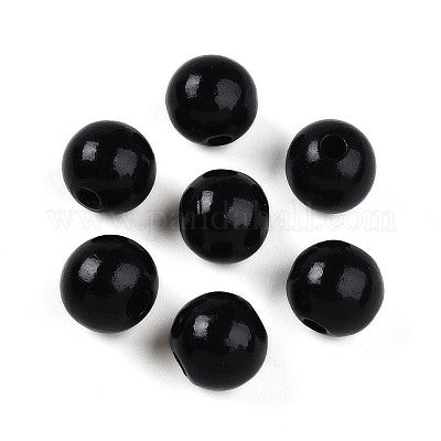 Painted black wooden beads for crafting and wreath making