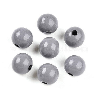 Painted grey wooden beads for crafting and wreath making