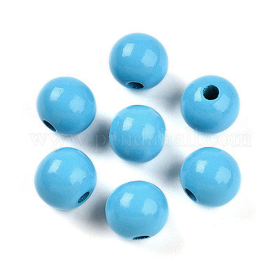 Painted light blue wooden beads for crafting and wreath making