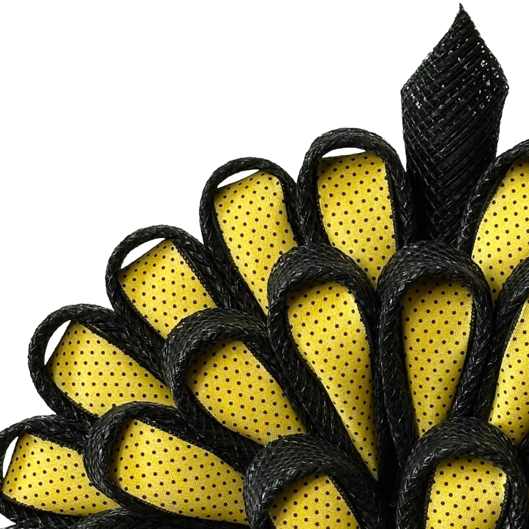 Yellow and black bee inspired daisy chain deco mesh and ribbon wreath by Monkey's Creations.