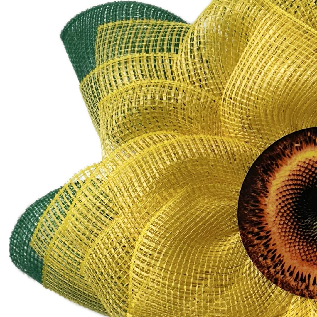 Yellow sunflower wreath with green leaves by Monkey's Creations