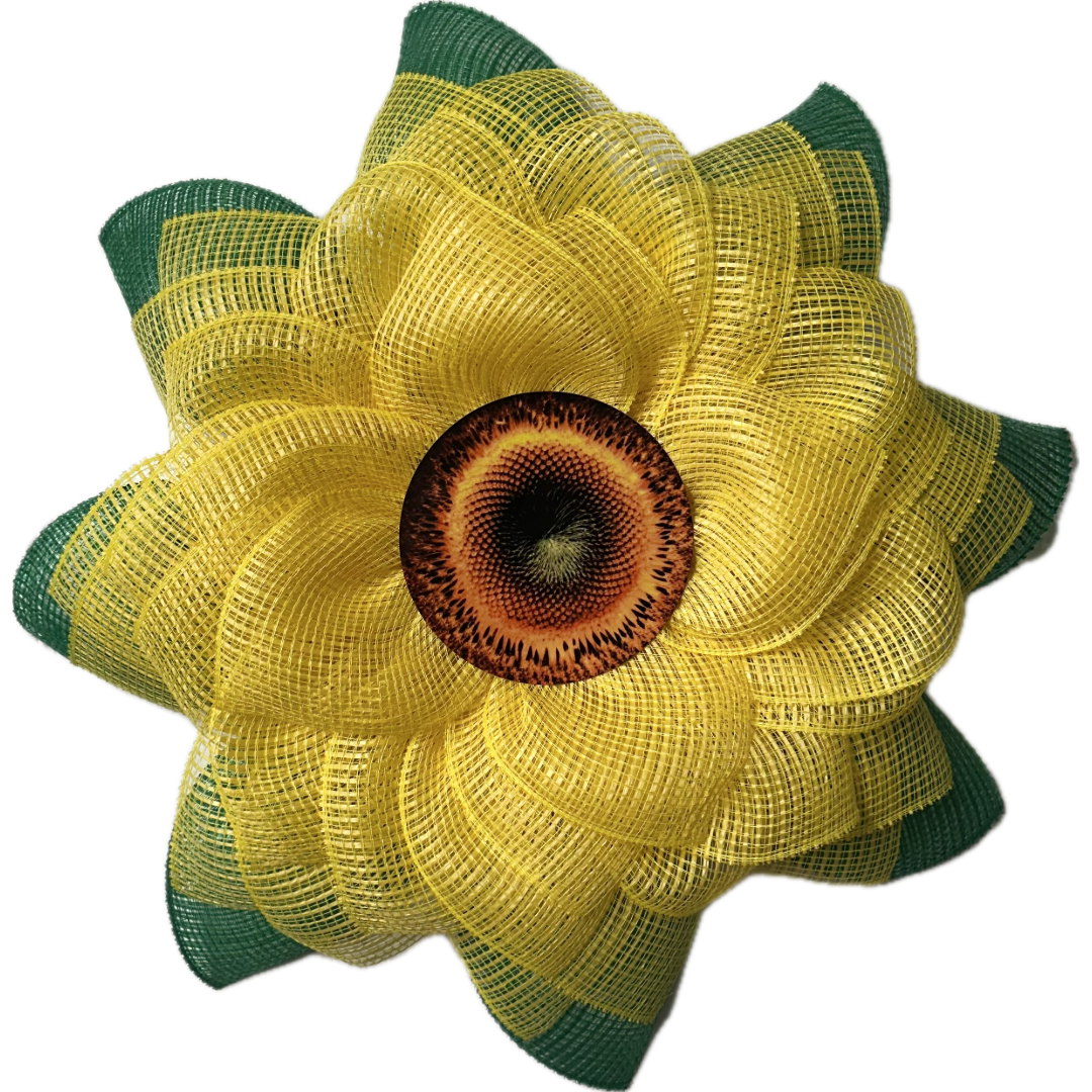 Yellow sunflower wreath with green leaves by Monkey's Creations