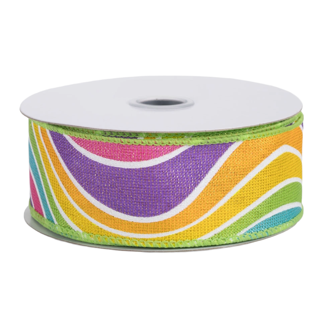 Roll of colorful ribbon with wavy pattern 