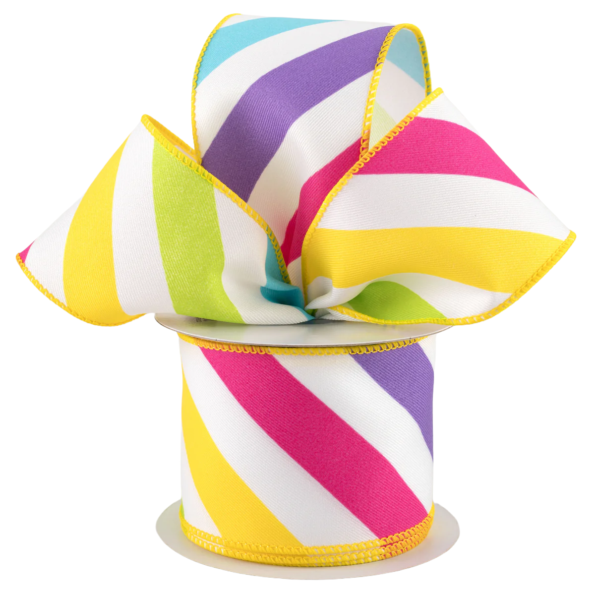 Roll of 2.5" multicolor striped ribbon