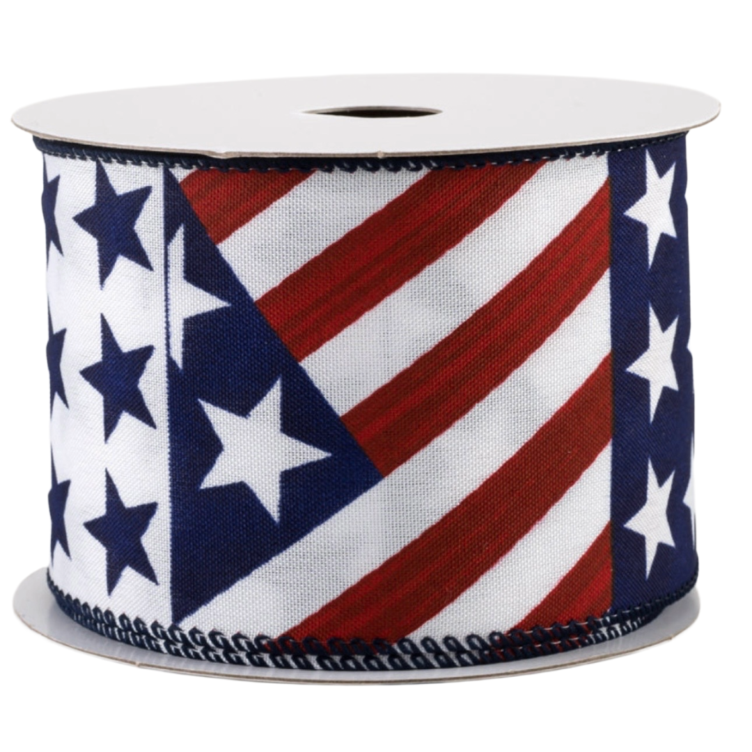 Roll of ribbon with American flag pattern 