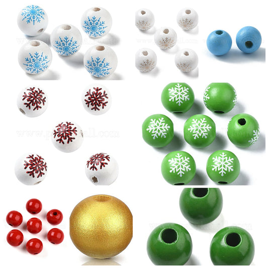Assorted colored wooden beads