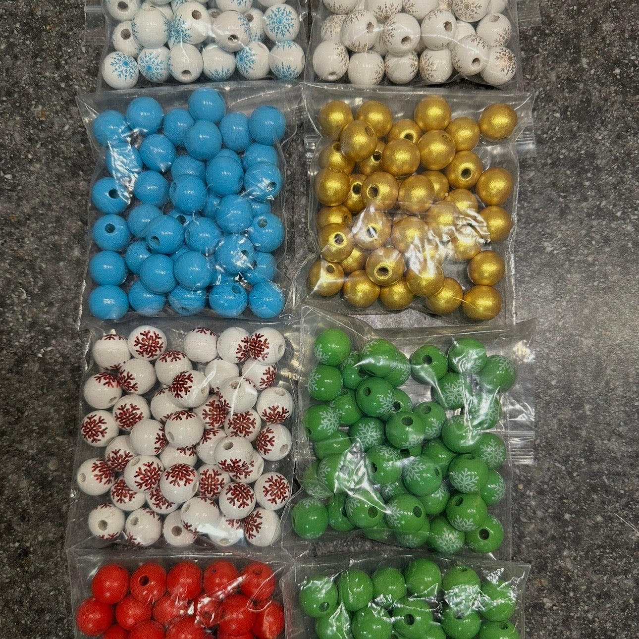 Assorted colored wooden beads
