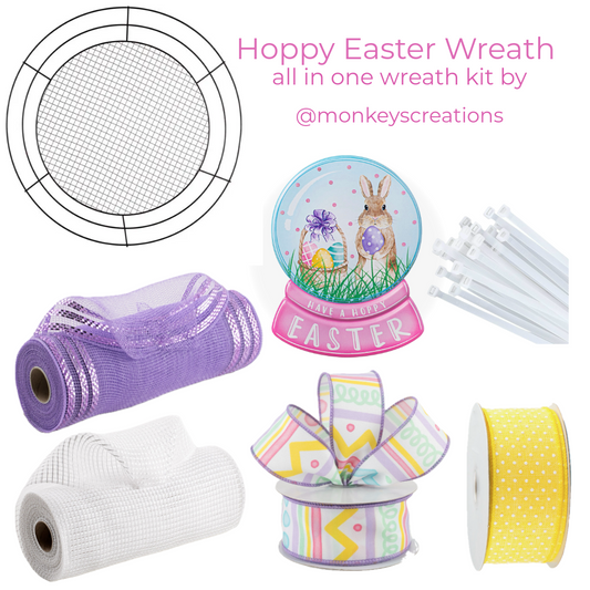 Easter wreath kit with materials and a bunny design