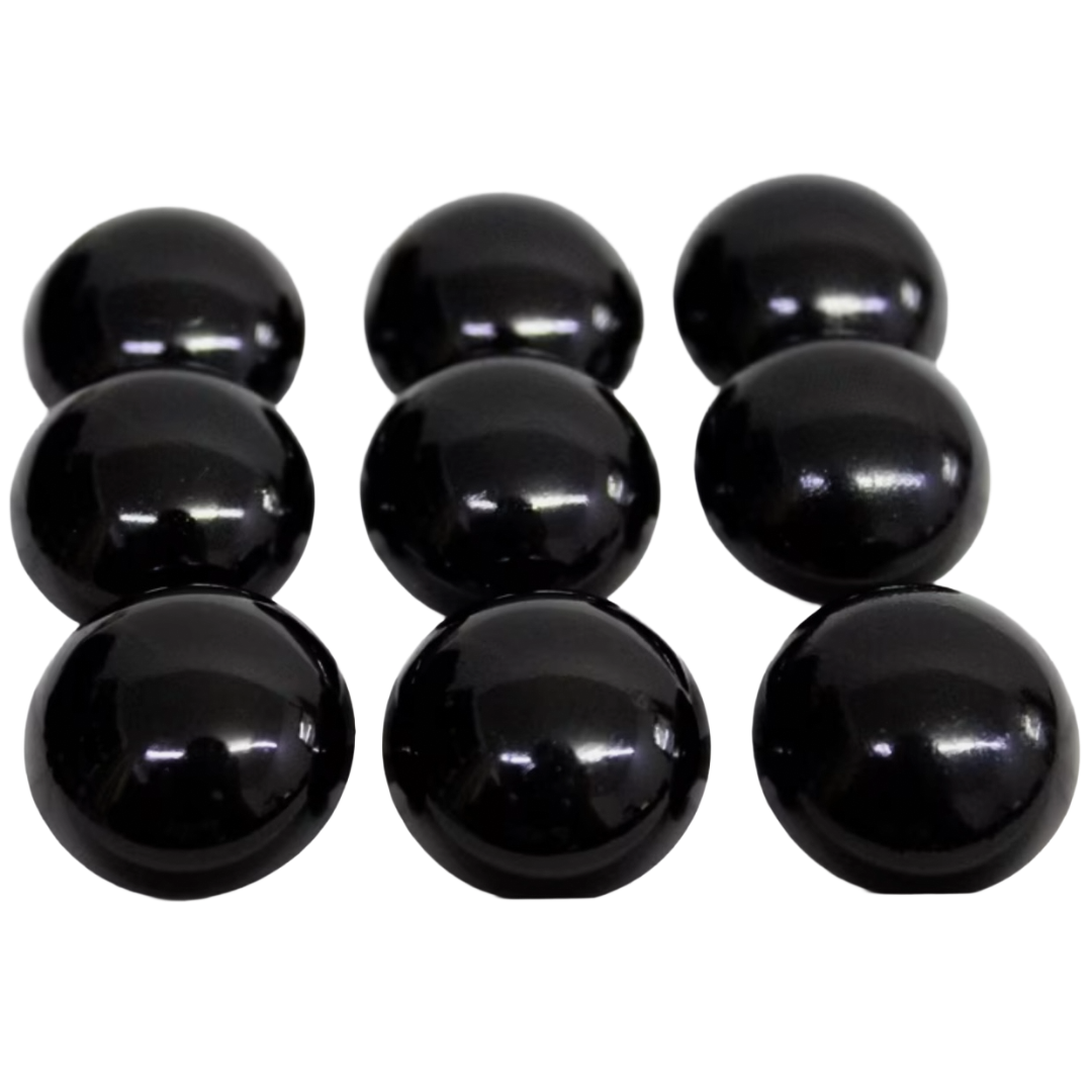 Set of black round button dots .9" in size