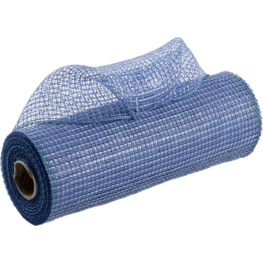 Roll of country blue horizontal wide stripe deco mesh weave carried by Monkey's Creations - MPN RE8900XA.