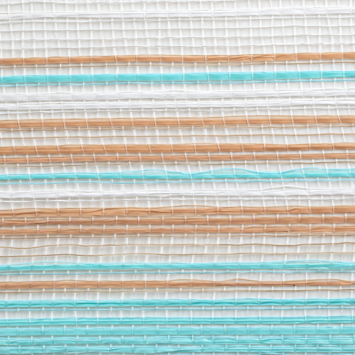 Roll of ombre style blue, natural and white "footprints on the beach" deco mesh
