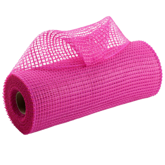 roll of hot pink horizontal wide stripe deco mesh 