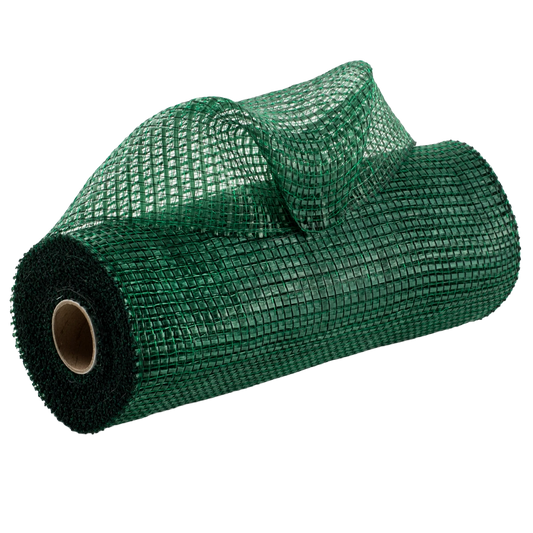 Roll of hunter green horizontal wide stripe deco mesh