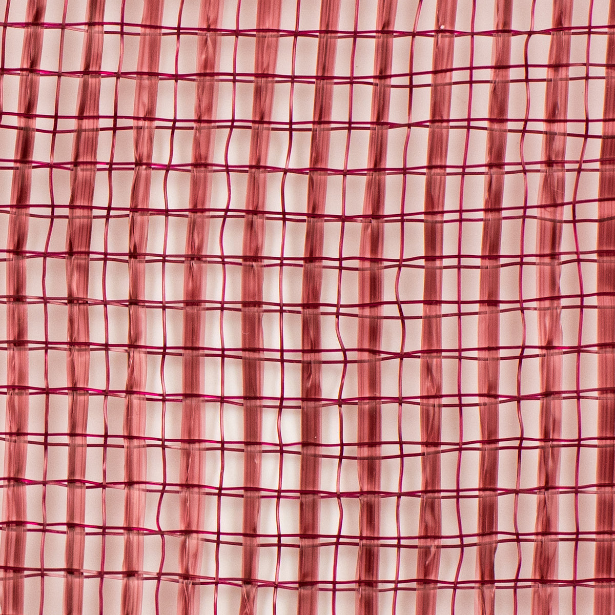 Close up of burgundy horizontal wide stripe deco mesh weave MPN RE890005 carried by Monkey's Creations. 