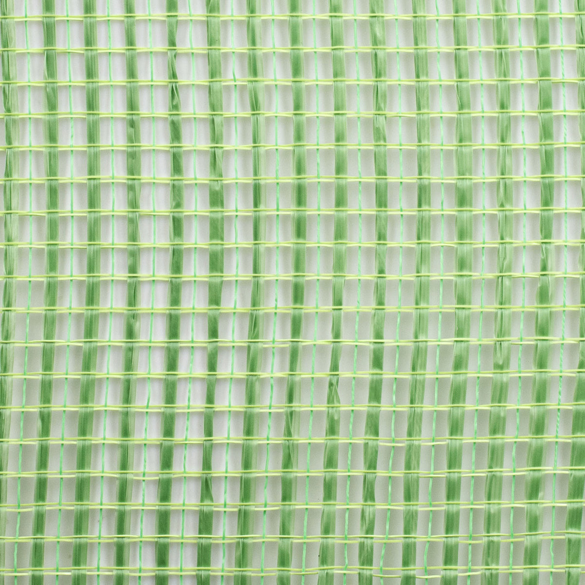 Close up of lime green horizontal wide stripe deco mesh weave MPN RE890068