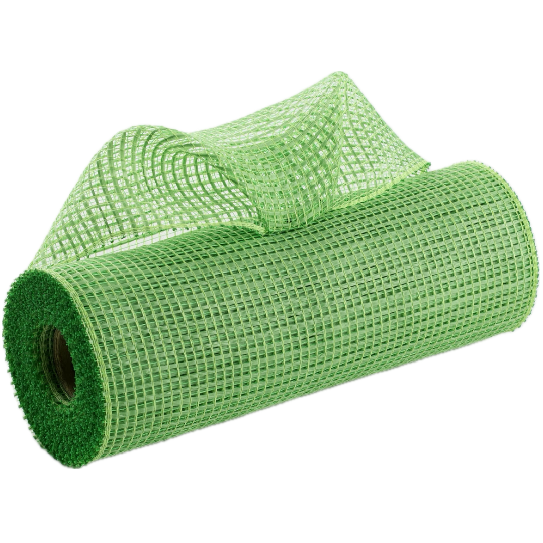 10" roll of lime green horizontal wide stripe deco mesh MPN RE890068