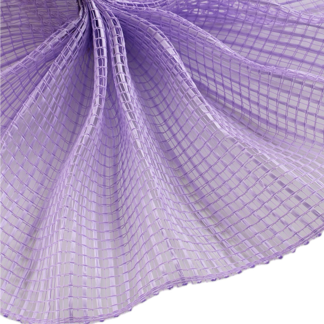 Lavender horizontal wide stripe deco mesh close up of weave