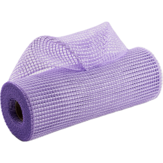 Roll of lavender horizontal wide stripe deco mesh
