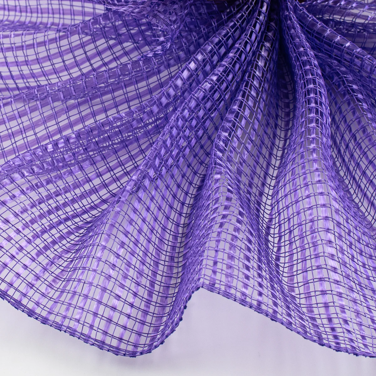 Purple horizontal wide stripe deco mesh close up of weave