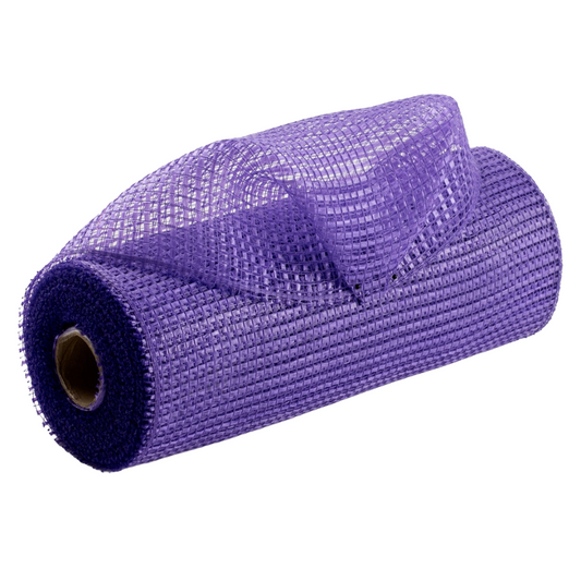 roll of purple horizontal wide stripe deco mesh 