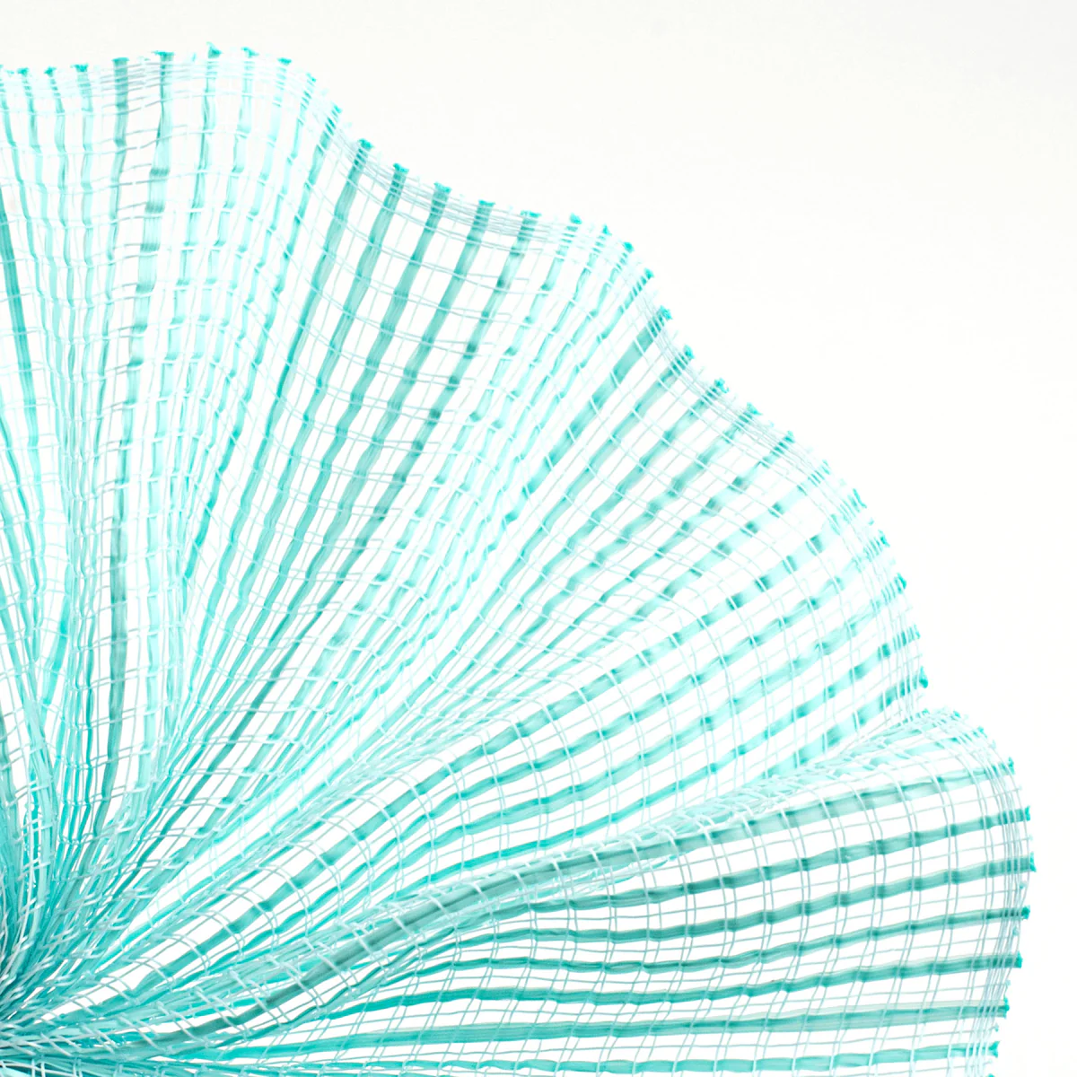 Robins egg blue horizontal wide stripe deco mesh close up of weave