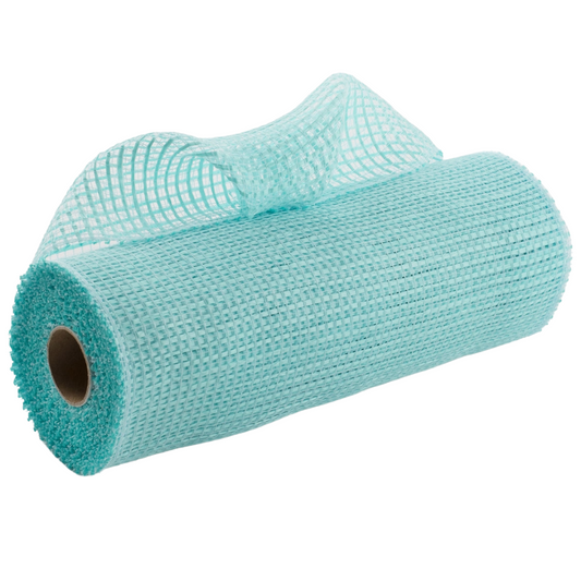 roll of robins egg blue horizontal wide stripe deco mesh