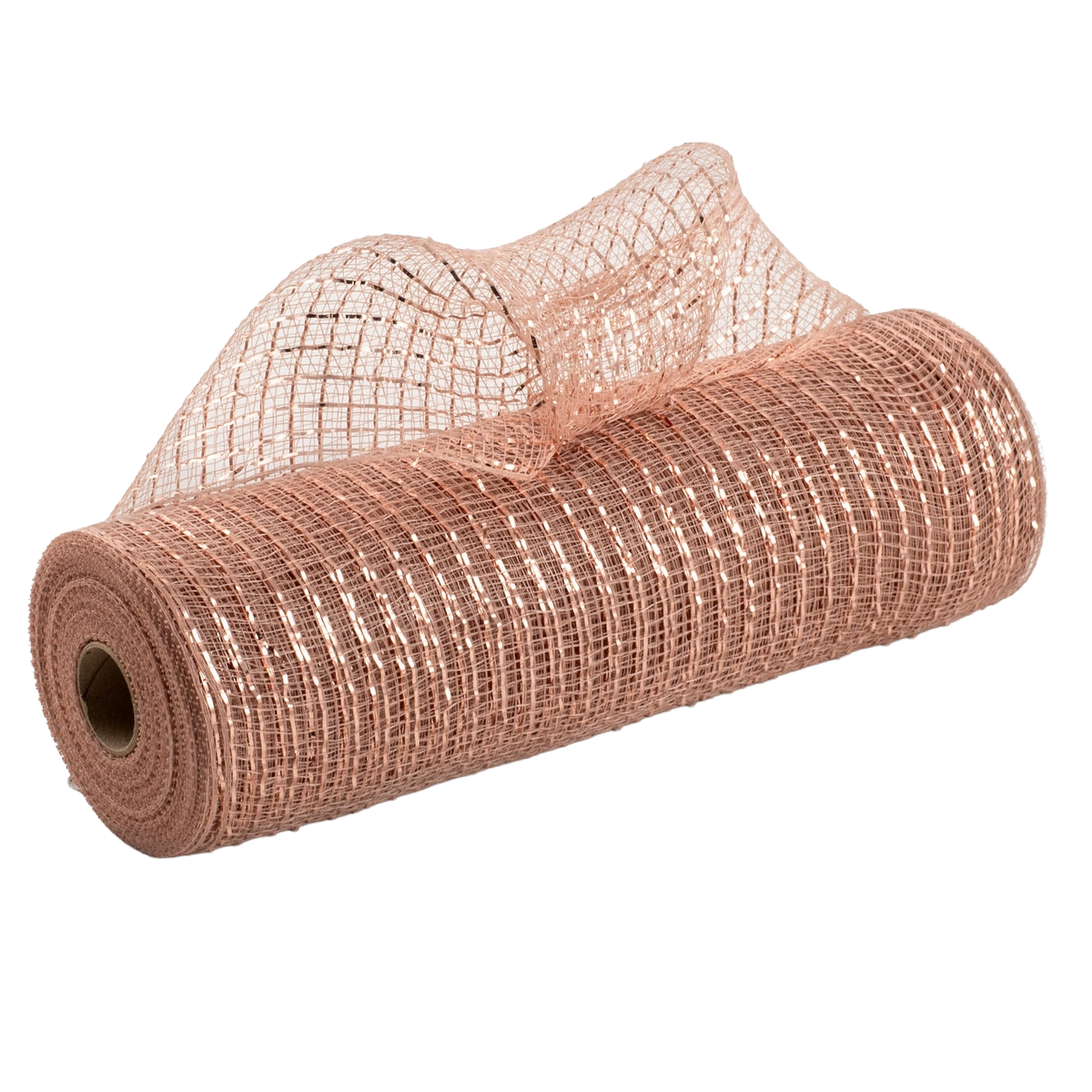 10" roll of rose gold metallic poly deco mesh