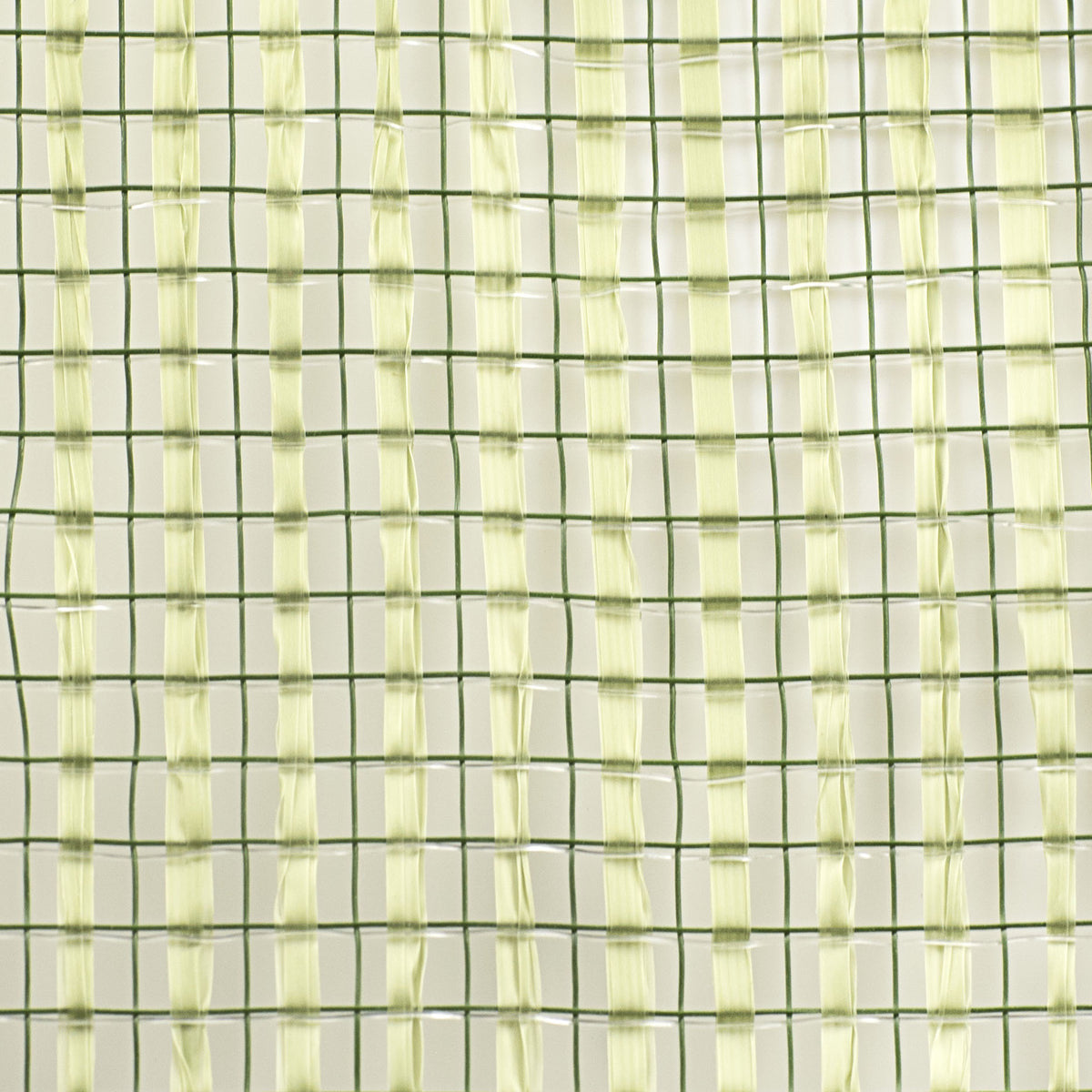 Close up of sage green horizontal wide stripe deco mesh weave, carried by Monkey's Creations - MPN RE8900J2.