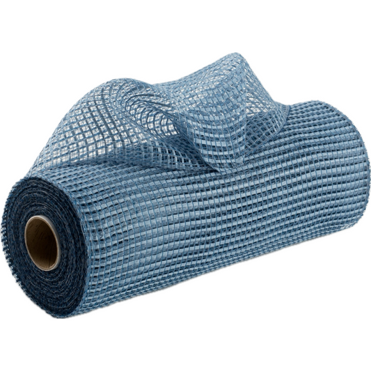 Roll of smoke blue horizontal wide stripe deco mesh carried by Monkey's Creations - MPN RE8900E5.