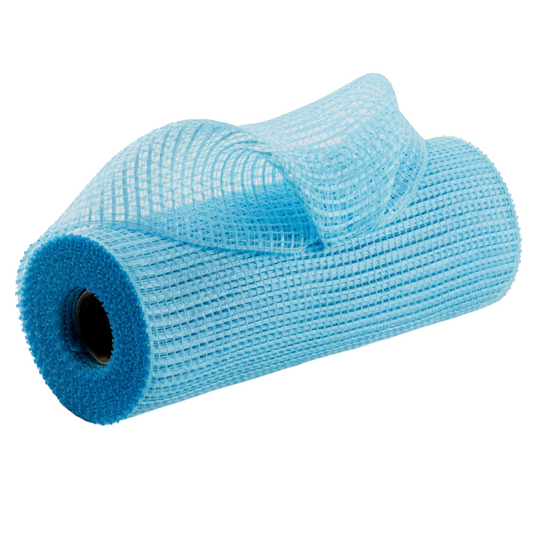 roll of turquoise horizontal wide stripe deco mesh 