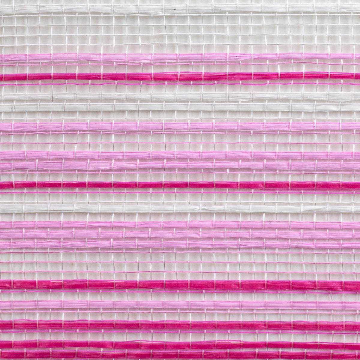 Close up of vertical wide stripe ombre deco mesh weave with hot pink, soft pink, fuchsia, pale pink and white stripes MPN RE13861Y