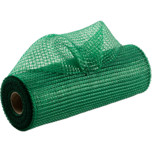 roll of emerald green horizontal wide stripe deco mesh 