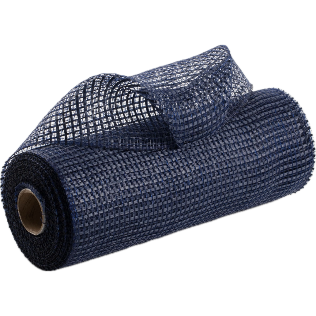 roll of navy blue horizontal wide stripe deco mesh 