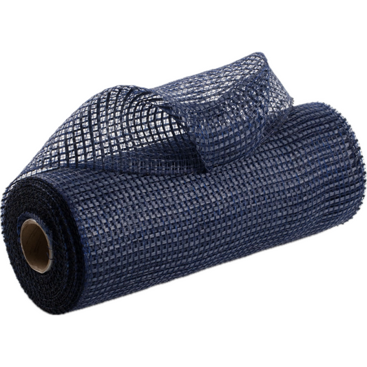 roll of navy blue horizontal wide stripe deco mesh 
