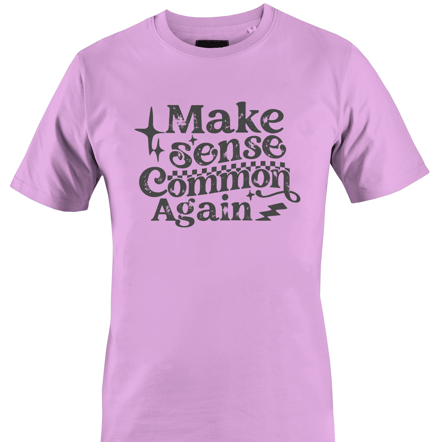 light purple t-shirt with text 'Make sense Common Again' by Monkey's Creations