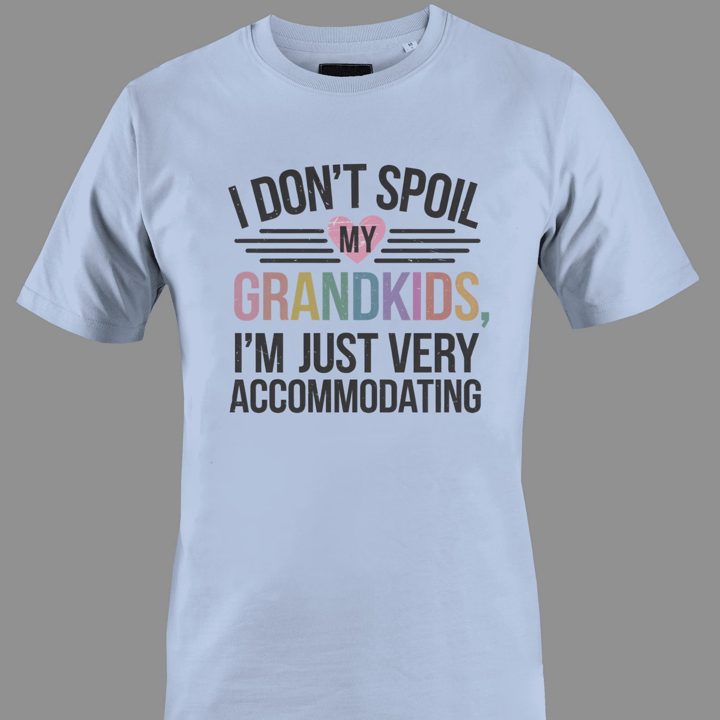 Light blue t-shirt with humorous text I don't spoil my grandkids 