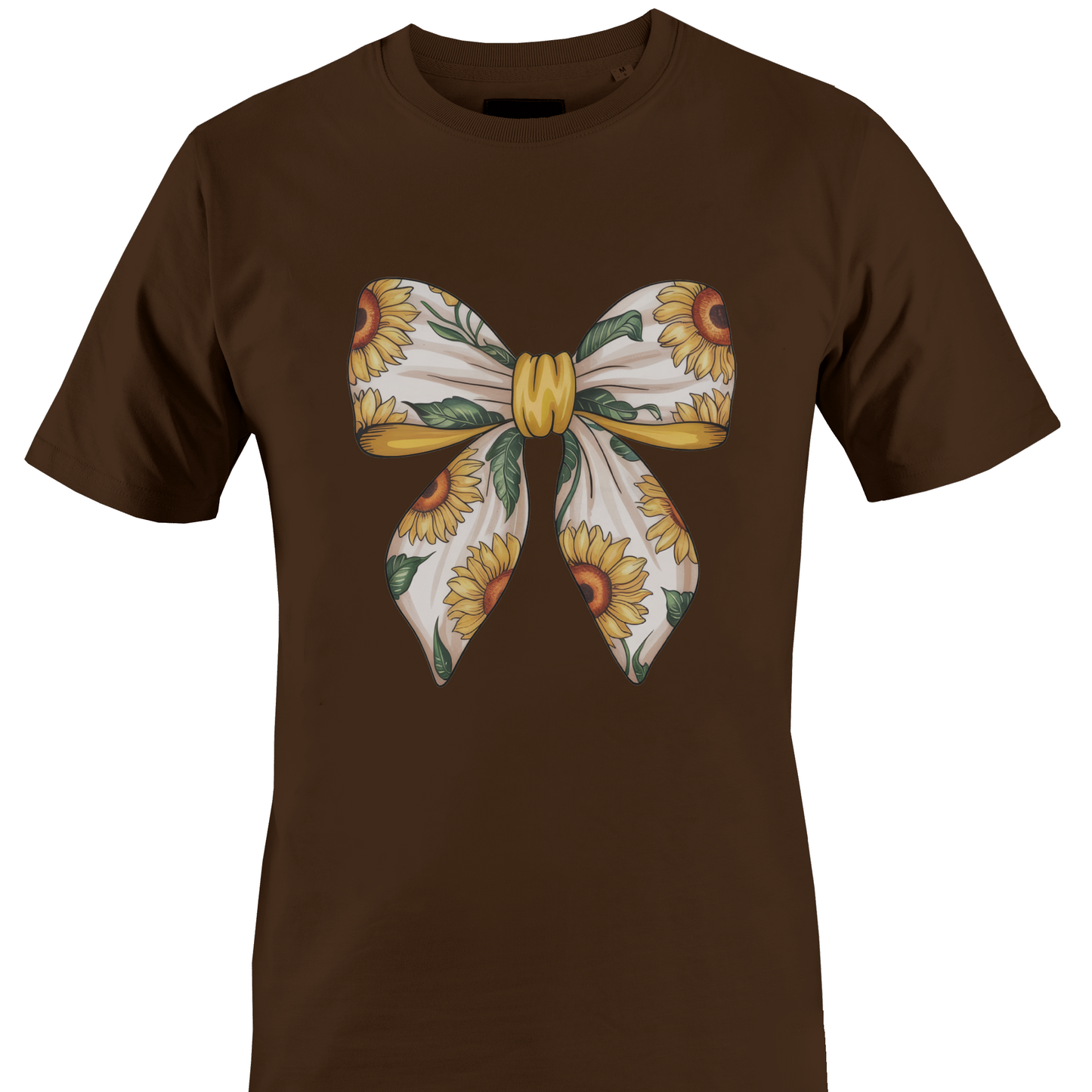 Brown t-shirt with a sunflower bow design by Monkey's Creations