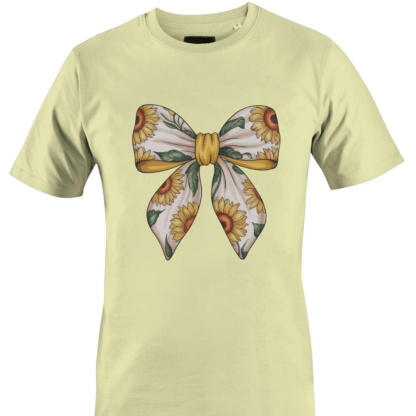 Light yellow t-shirt with a sunflower bow design by Monkey's Creations