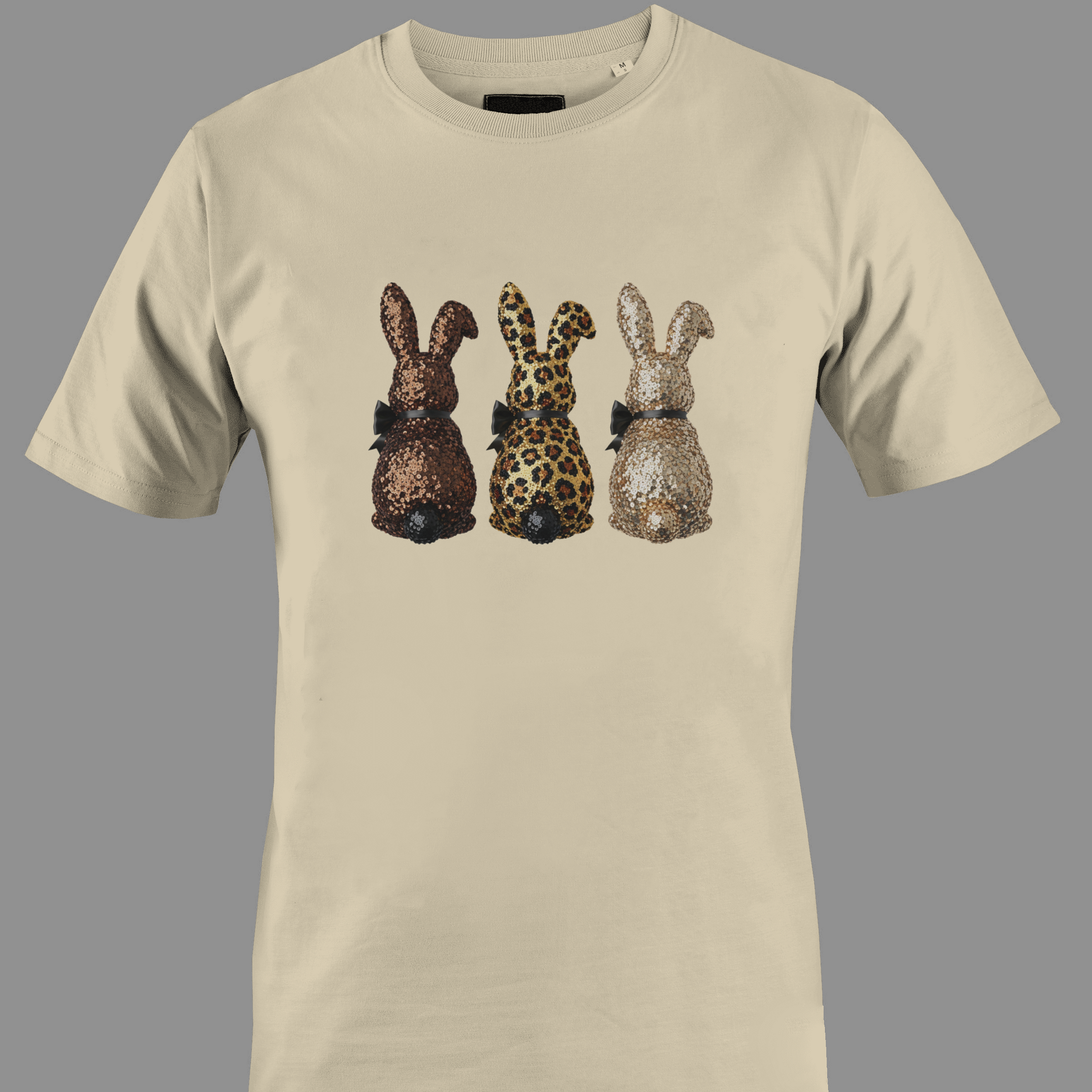Beige t-shirt with 3 bunnies 