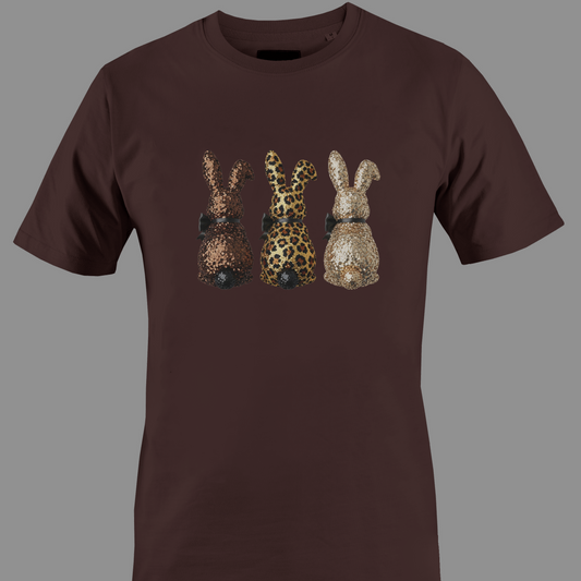 Brown t-shirt with 3 bunnies 