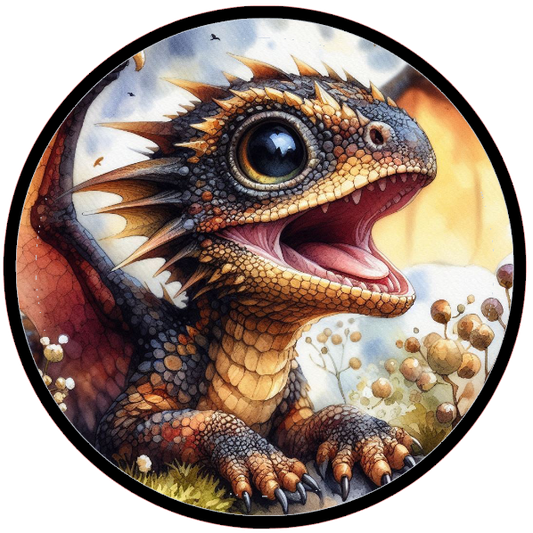 Baby dragon with its mouth open